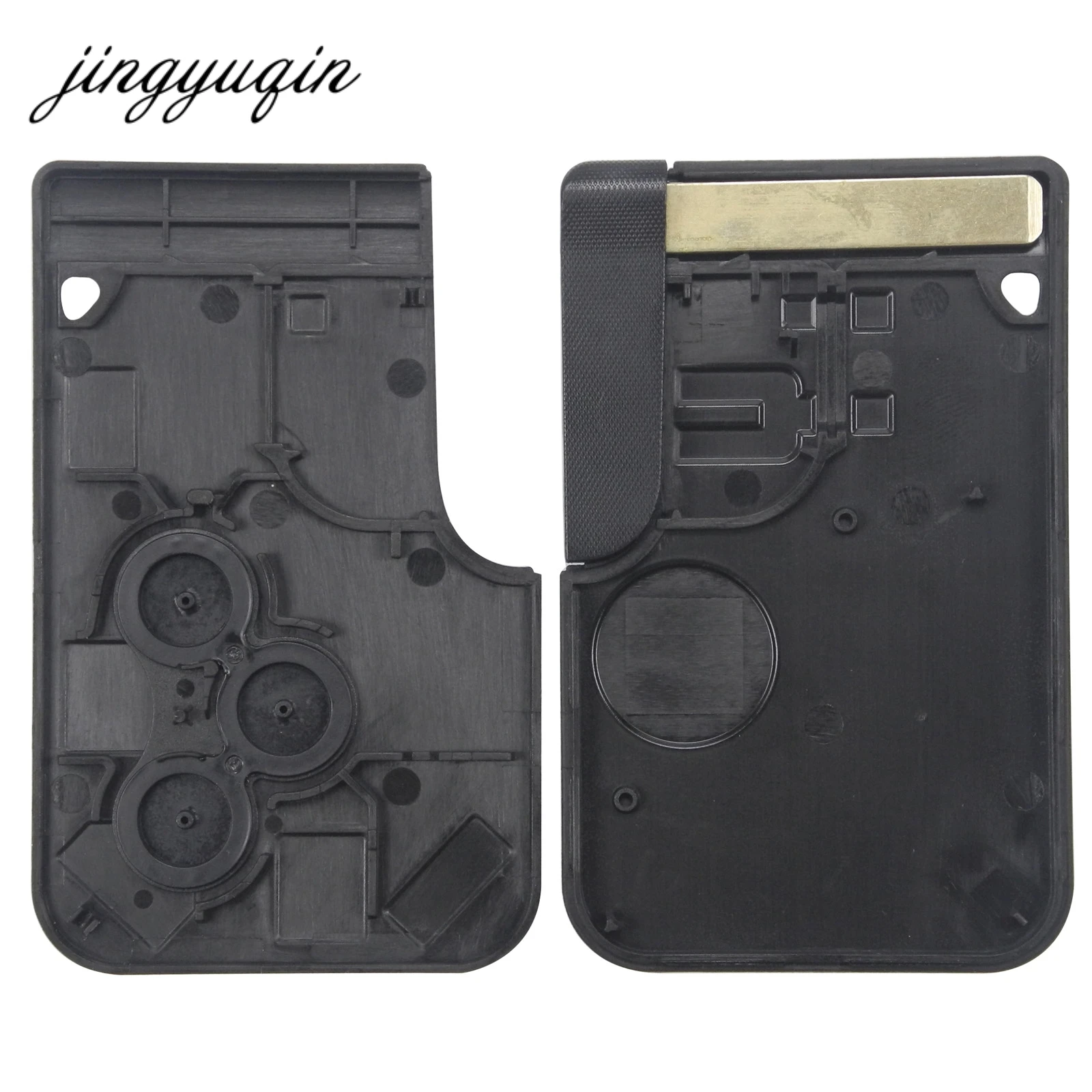 jingyuqin 3 Button Smart Key Card For Renault Clio Logan Megane 2 3 Koleos Scenic Car Key Fob Card Case Shell with Small Key