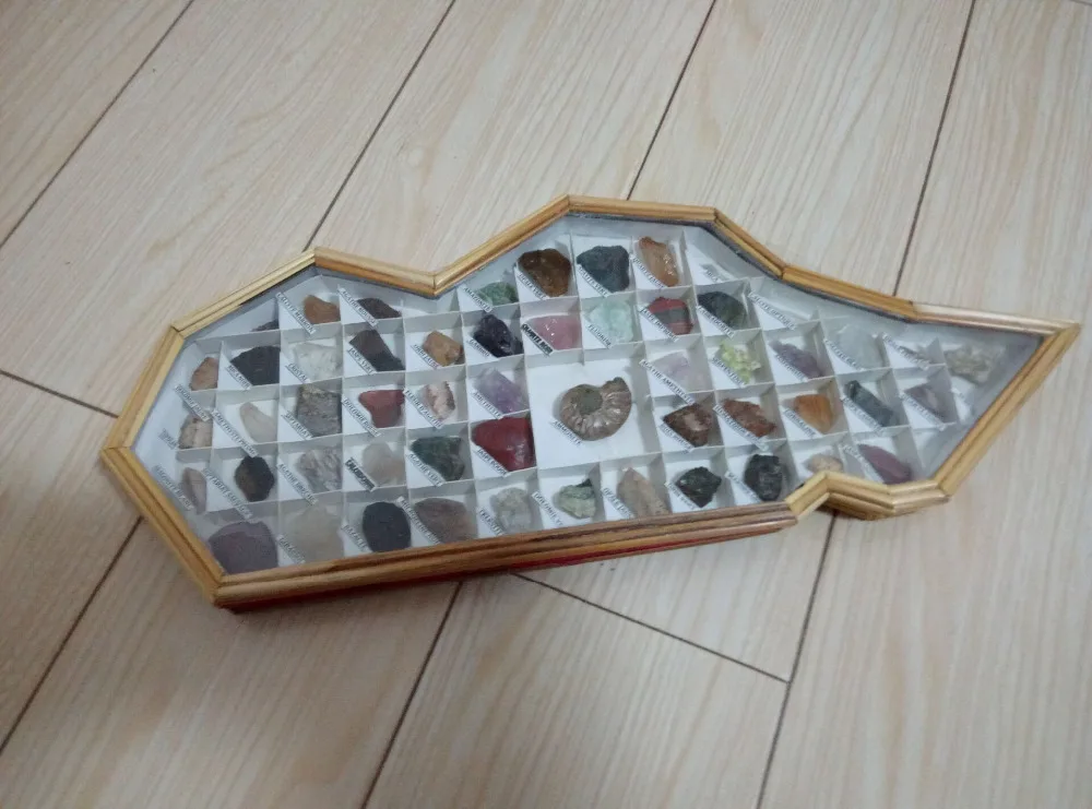 

54 Species Of NATURAL Mineral Samples Quartz Crystal Specimen Collection Box