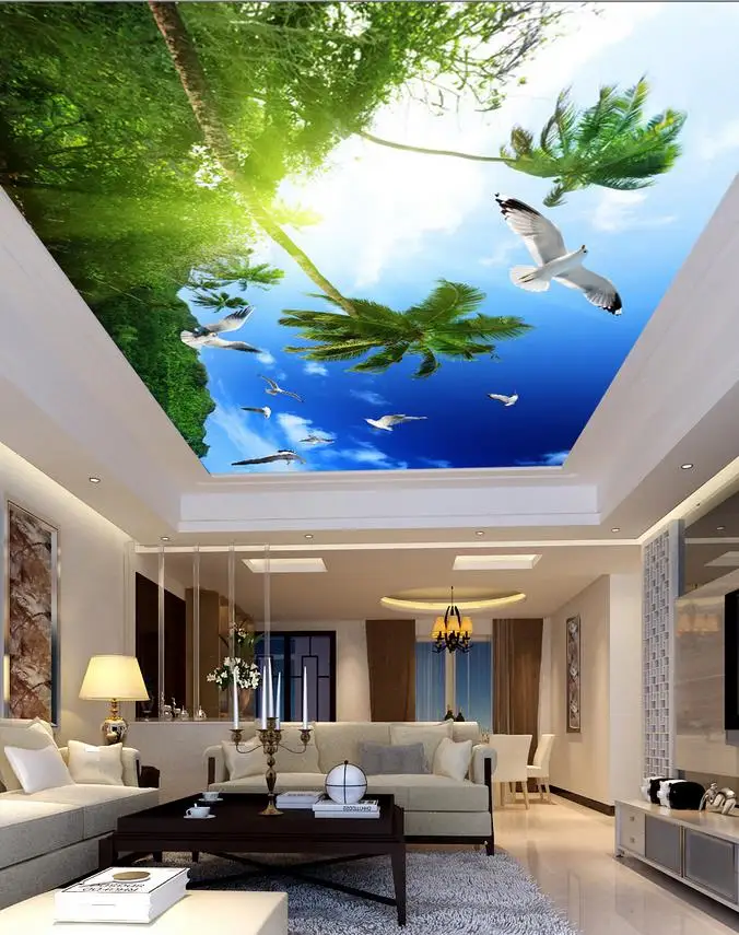 3d mural wallpaper romantic ceilings frescoes world living room Restaurant ceiling wall painting mural panel