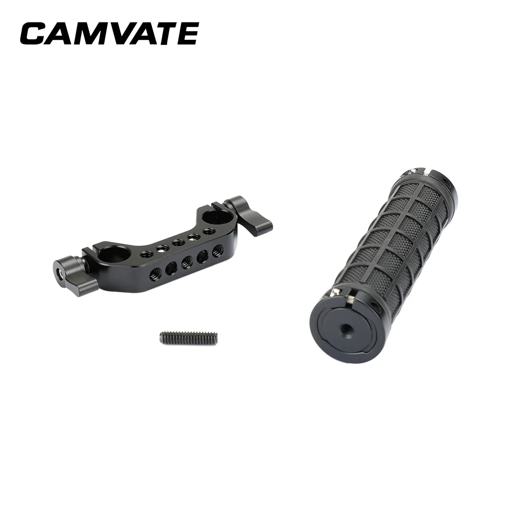 CAMVATE المطاط العالمي مقبض قبضة مع معيار 15 مللي متر مزدوجة قضيب المشبك ل DSLR كاميرا 15 مللي متر الكتف جبل تلاعب دعم نظام