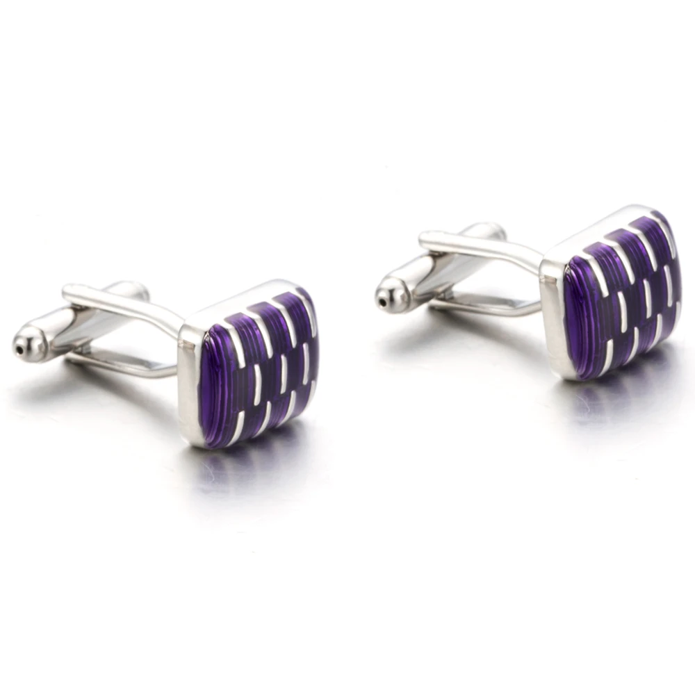 VAGULA Classic Copper Men\'s Cuff links French Shirt Button Gemelos Purple Enamel Cufflinks 353