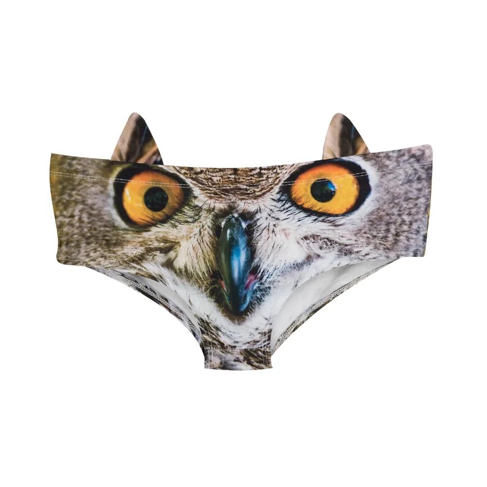 2017 New 3D Printed Animal OWL Hipsters Panty Sexy Women\'s Panties With Ear lingerie crotchless panties