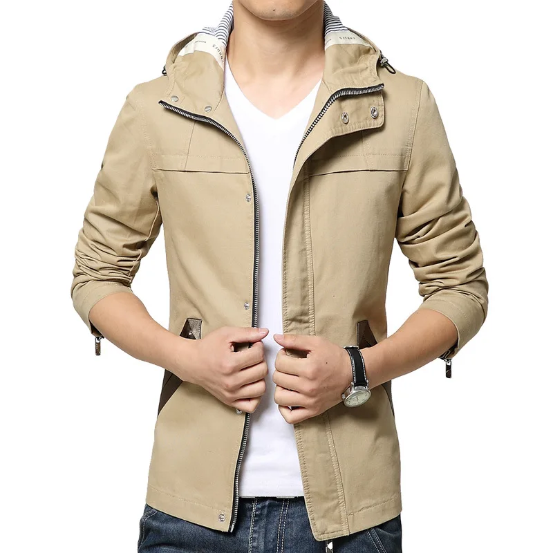 ZOOB MILEY-chaquetas y abrigos informales para hombre, ropa de talla grande, M-XXXXL, de algodón, con cremallera, color caqui sólido, de alta calidad