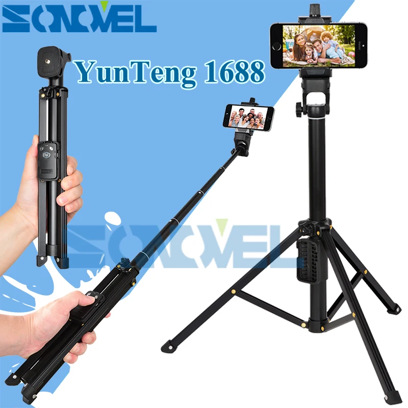 3 in 1 Yunteng 1688 Bluetooth Remote Shutter Portabel Menangani Selfie Tongkat Mini Table Tripod Untuk IOS Android Iphone Samsung Gopro