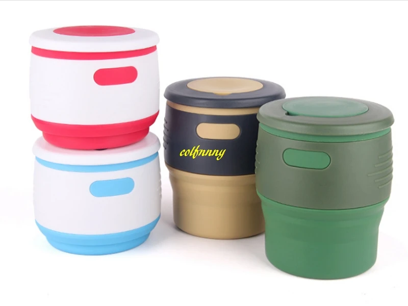 

100pcs/lot 350ml Collapsible Cups for Water Coffee Folding Cup Food Grade Silicone Portable Travel Drink Cup Flexible Outdoor