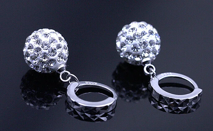 BYSPT Fashion Silver color Round Disc Ball Stud Earrings Austrian Crystal Rhinestone Earring For Women Wedding Jewelry