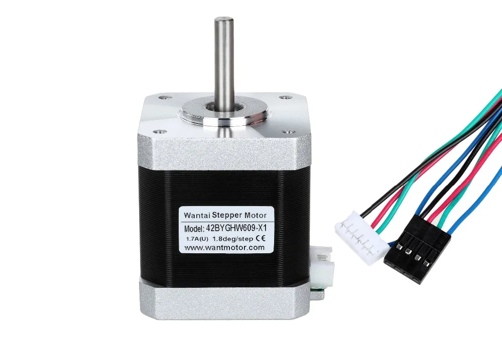 Wantai 1PC Nema 17 Stepper Motor 42BYGHW609-X1 4000g-cm 40mm 1.7A with single flat shaft,  Connectors 1000MM Leads