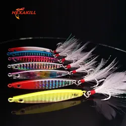 HEXAKILL 1pc 7colors Laser Metal Jig 7g 10g 14g Jigging Lead Fish Fishing Lure metal lures fishing jig supplies for pike