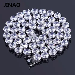 Jinao-男性用ヒップホップネックレス,10mm,ジュエリー,銅,金/銀メッキ,マイクロパヴェ,czストーン,20 