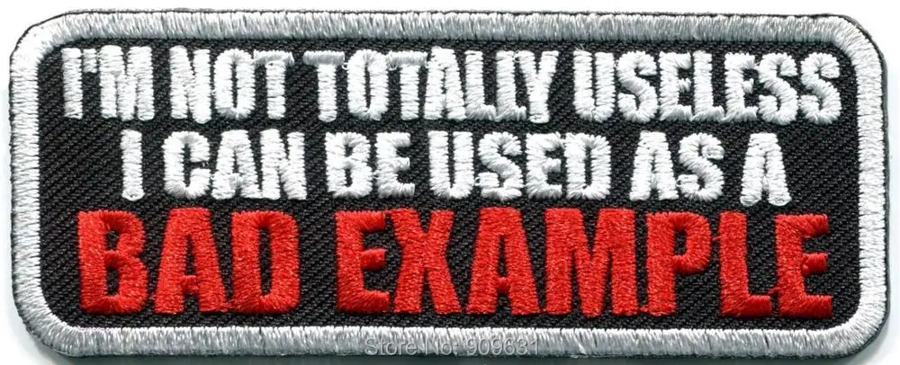 

Bad Example humor biker funny retro rockabilly applique iron-on patch