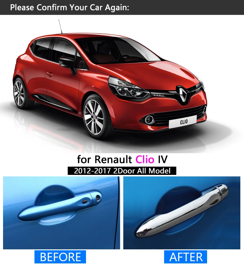 For Renault Clio 4 Clio MK4 IV 2012 - 2017 Chrome Door Handle Cover Trim 2013 2014 2015 2016 Car Accessories Stickers Styling