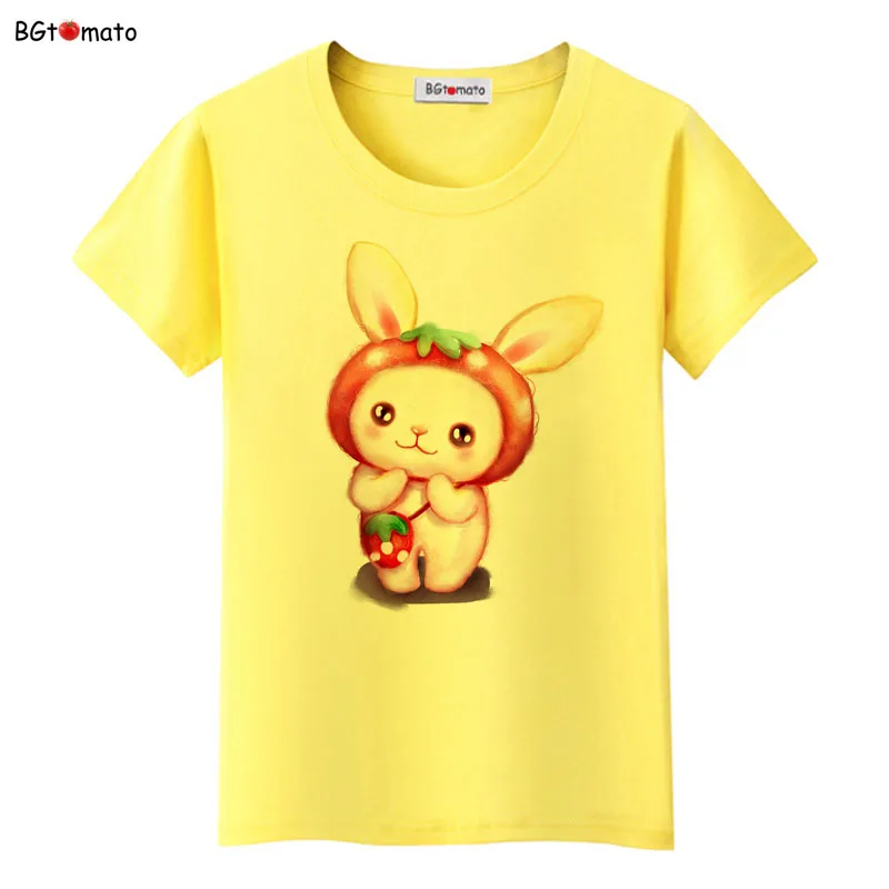 Nuovo Kawaii stampato Hand Draw Aabbit T-shirt Donna Top Manica corta O-Collo Camicie Abbigliamento per le donne Tees Vendita calda