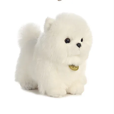 dog toy simulation decoration places a small long-haired dog doll plush white  poodle model