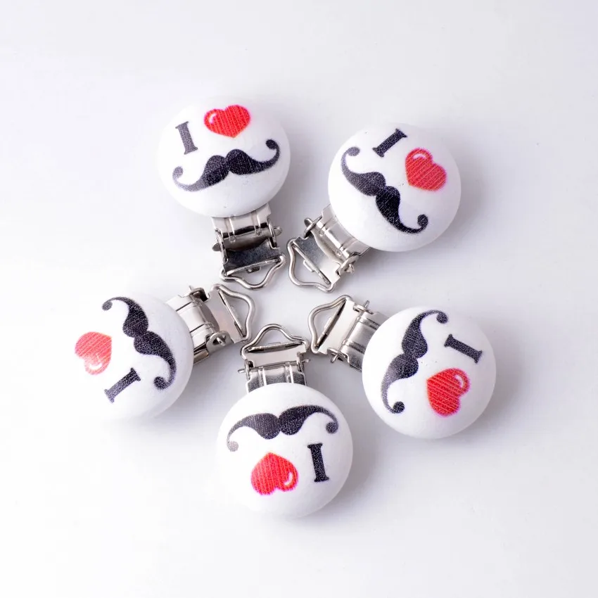 10PCs Baby Pacifier Clips Mixed Pattern White Wood Metal Holders Cute Infant Soother Clasps Funny Accessories 4.4cm x2.9cm