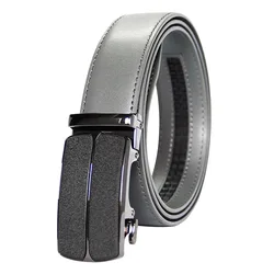 Sangles de ceinture en cuir véritable | Pour hommes, avec boucle automatique en alliage, en cuir véritable de vachette, couleur grise, Cowboy, nouveaux arrivages 100%