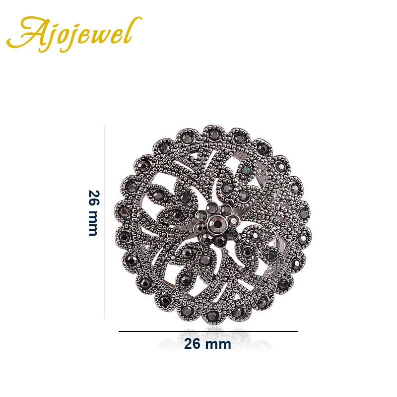 Drop Shipping Ajojewel Retro Rhinestones Ring Women Flower Vintage Female Jewelry