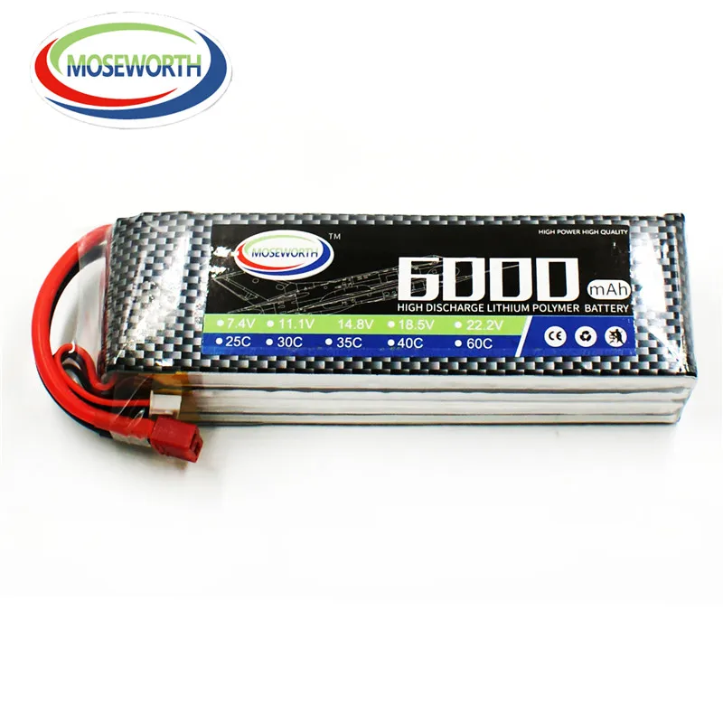 3S 4S 6S 11.1v 14.8V 22.2v 6000mAh 60C MOSWORTH Batteries Toy LiPo For RC Helicopter Drone Airplane Quadcopter Car Boat Truck