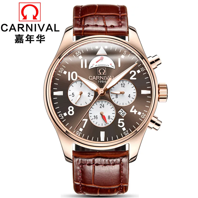 

Carnival Brand Luxury Men Watches Japan MIYOTA Automatic Mechanical Man Watch He Gas 150M Waterproof Multifunction Clock C8675-8