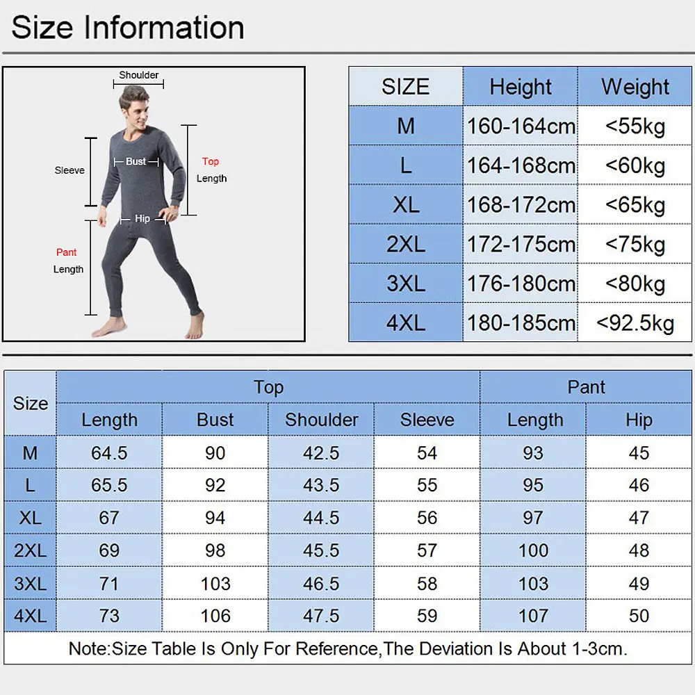 S-XXXXL Men Plus Size Thermal Underwear Sets Male Winter Bottoms Plus Thick Warm Round Neck Undershirts Trousers Man Long Johns