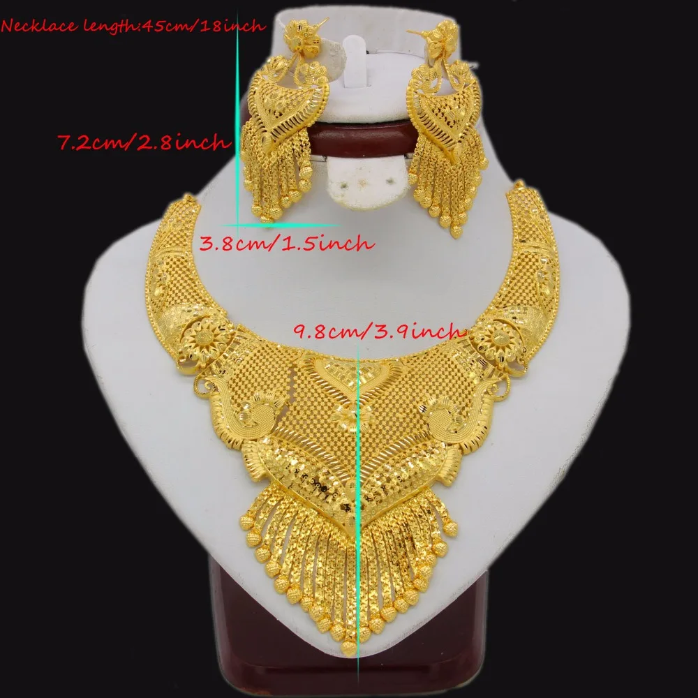 Adixyn Luxury Necklace/Earrings Jewelry Set For Women Girls Gold Color Elegant Arab/Ethiopian Bridal Wedding/Party Gifts