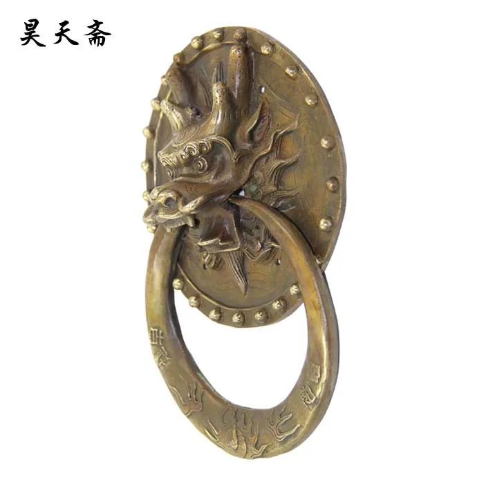 [Haotian vegetarian] bronze copper door ring HTA-048 Chinese antique copper faucet handle money