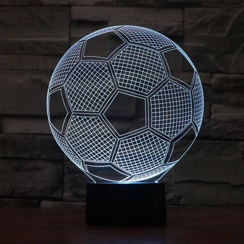 Football 3D colorful lights, gradual LED illusion light, visual stereo 3D give children the best gift