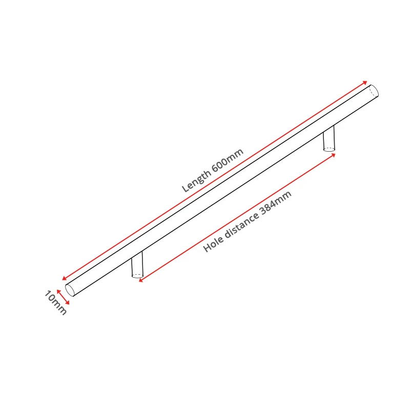 NAIERDI 2" ~ 24'' Edelstahl-Schrankgriffe, Durchmesser 10 mm, Küchentür, T-Stange, gerader Griff, Zugknöpfe, Möbelbeschläge
