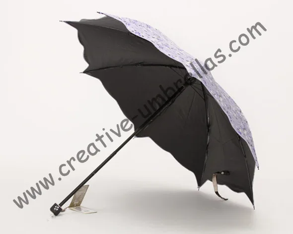 Lotus leaf umbrellas,100%sunscreen,UPF>50+,ladies'parasol,figured shape,210T black silver coating,cherry parasol,foldable