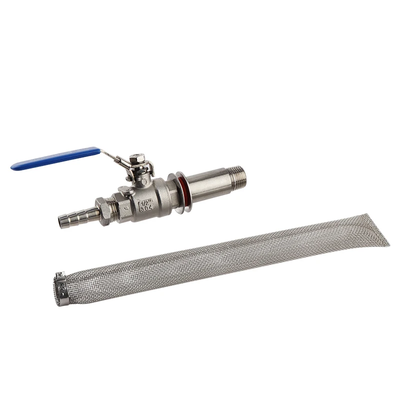 30cm Kettle Bazooka Filter & Ball Valve Kits,Food Grade Stainless Steel Brewing Screen Mesh Filters,1/2\