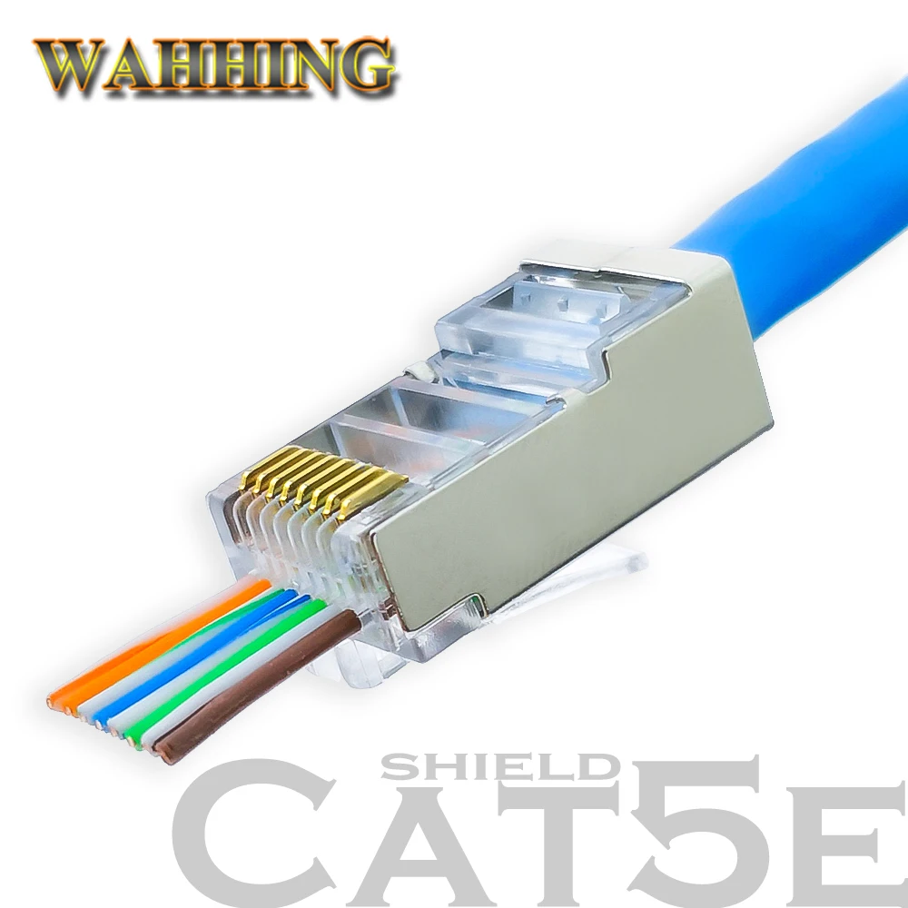 Rj45 Connector Cat5 Cat5e Network Connector 8P8C Metal Shielded Modular Rj45 Plug Terminals Have Hole HY1550