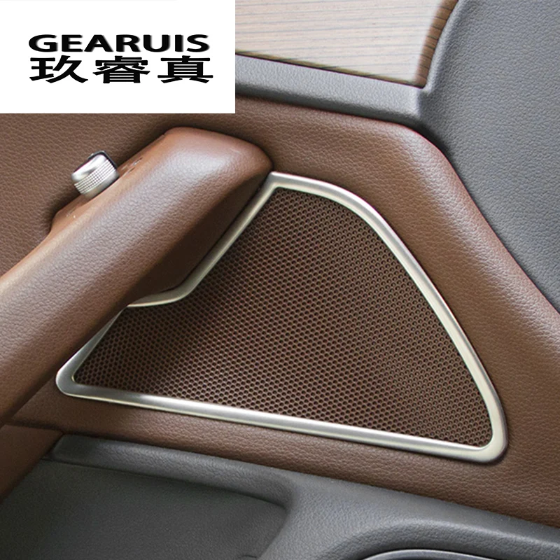 Car styling Door audio speaker covers Stickers trim decoration stainless steel stereo strip for Audi A6 C7 Interior Accessories