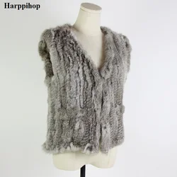 autumn and winter warm real rabbit fur vest women's Europe style fur weaving vest raccoon fur sheep fur vest eight style