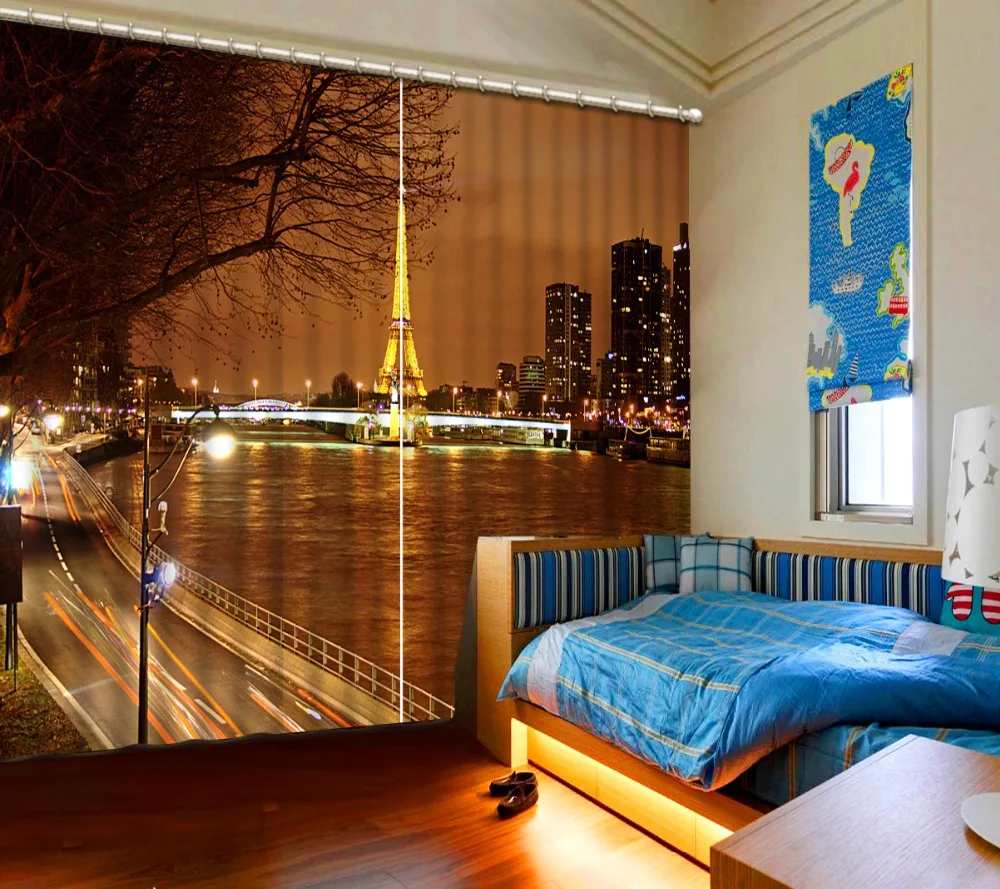 Living Room Curtains City night scene 3D Curtains Used for Bedroom Kitchen European style Window Beautiful decoration