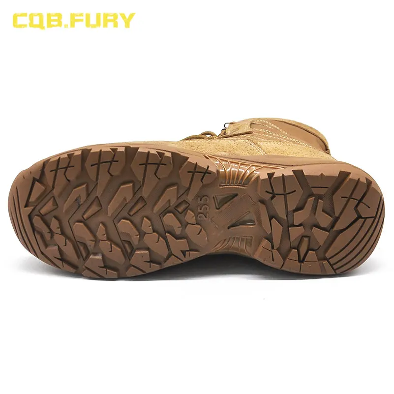 CQB.FURY 8 inches Winter brown Mens Army boots tactical Cow suede comfortable outdoor boots with side zipper size38-46