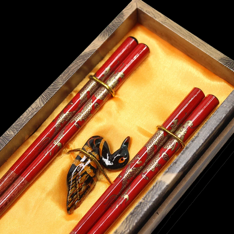 Essstäbchen aus Holz, Geschenkbox, Hochzeitsgeschenke, chinesische Merkmale, Überseegeschenke, Essstäbchen aus Holz, Essstäbchen-Set, Holzküche – Detail 1
