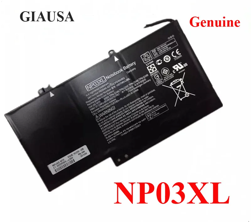 GIAUSA Genuine NP03XL battery for HP Pavilion X360 13-A010DX TPN-Q146 TPN-Q147 TPN-Q148 HSTNN-LB6L 760944-421 NP03 Battery