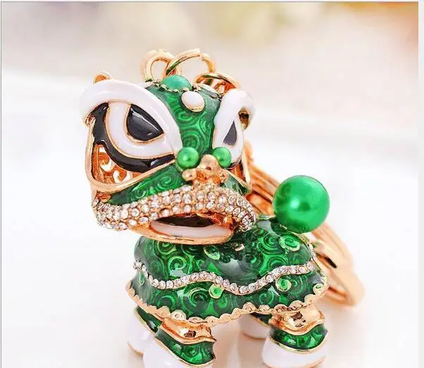 120pcs Special Chinese Folk Mascot Lion Dance Creative Enamel Metal Keyrings Gift For Women Girls Mascot Jewelry lin4117