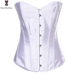 Wedding Corset Top White Overbust Elegant Bustier Gothic Sexy Lingerie 6XL Plus Size Corselet Satin Korset Elastic Boned Corsets