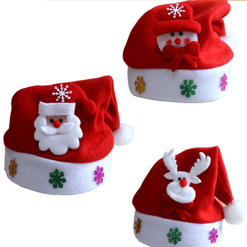 Wholesale 12Pcs/lot Kid Style Christmas Hat Children Santa Claus Reindeer Snowman Cute Party Cap Children's Christmas Gift Hat