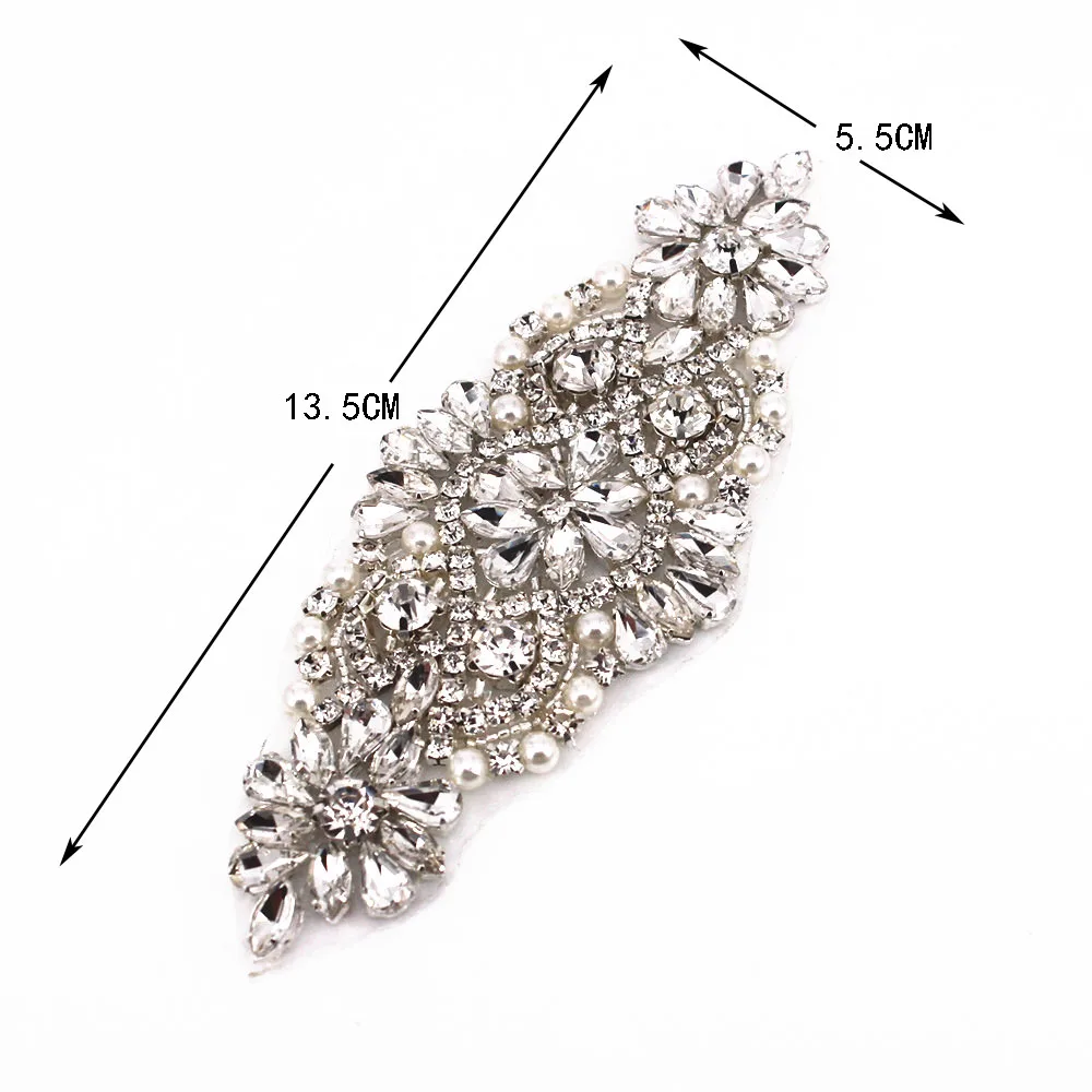 1 Pcs Handmade Bridal DIY Gold Crystal Rhinestones Appliques For Bridal Gown Sash AccessoryIron On Patch Motif Applique