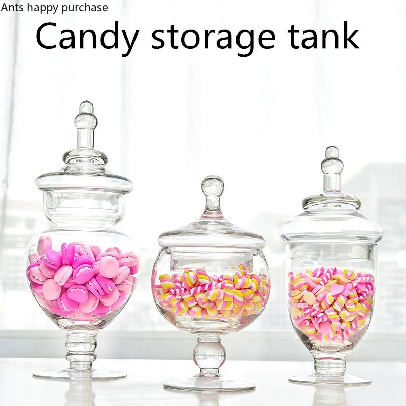 Glass Creative European Style Candy Jewelry Coin Storage Box Container Box Can Card Candlestick Wedding Gift