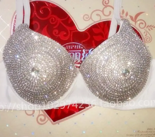 Nightclub Performance Bra Shiny Stage DJ Dance Rhinestone Cover Women Shiny Tops Dance