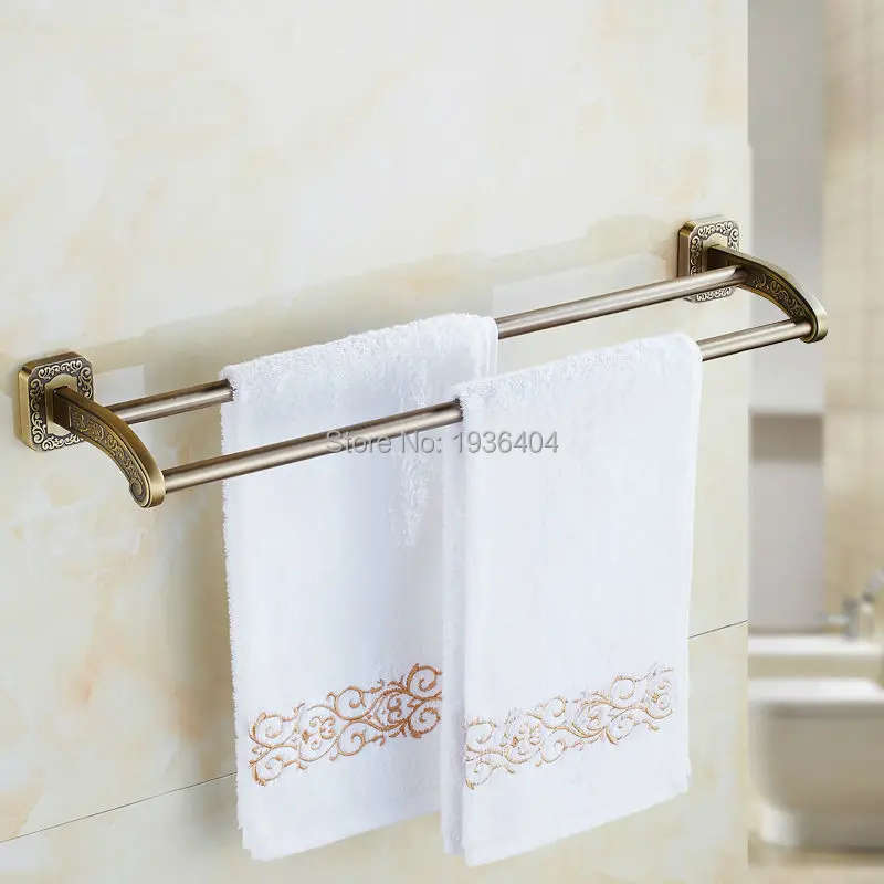 Antique Caving Bronze 60cm Towel Bar Bathroom Double Towel Rack Wall Mounted Bathroom accessories TR1010