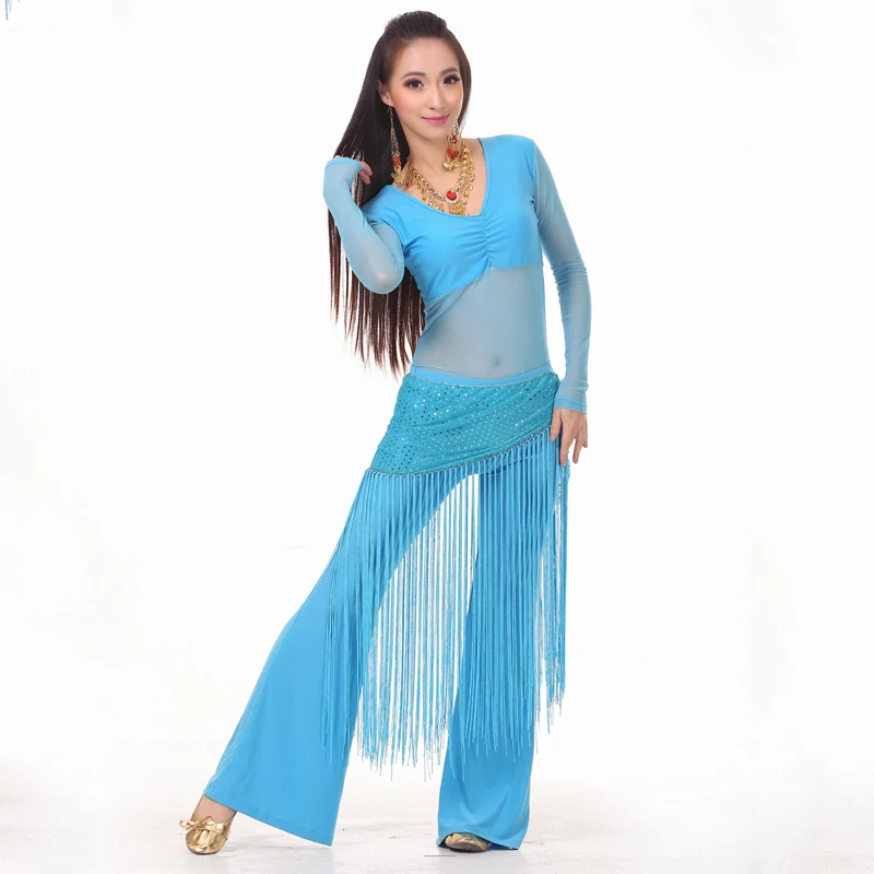 Zestaw do tańca brzucha dla dorosłych profesjonalny Top + spodnie + chusta na biodra trening taneczny ubrania pani brzuch trening taneczny/wydajność ubrań