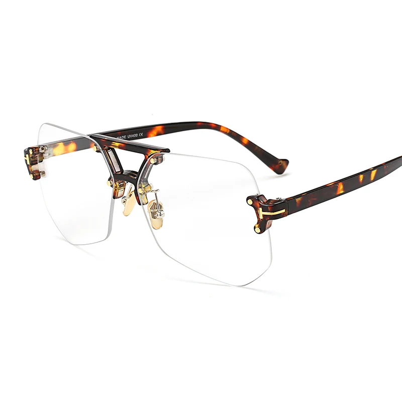 Peekaboo moda jasne przezroczyste okulary ramki dla kobiet mężczyzn 2019 mężczyzna oprawki do okularów rimless nieregularne — zdjęcie 6