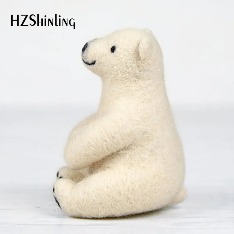 Non-Finished Felt Kit Korean Craft Handmade White Bear Toy Doll Wool Felt Poked Kitting DIY Gift Cute Animal Wool Felting