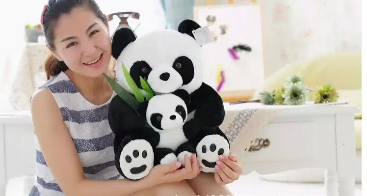 new plush panda toy lovely stuffed panda mother&baby doll gift about 40cm