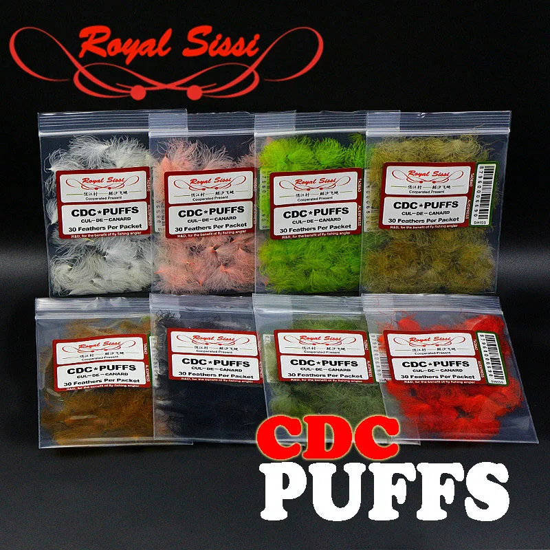 Royal Sissi brand 8packs/set CDC Puffs feather fluffy duck butt oiler feathers preen glands dry fly tying material for wing post