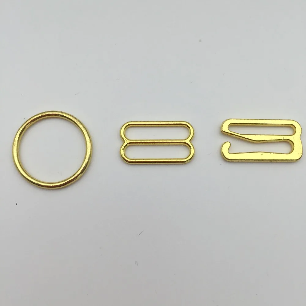 High quality 100pcs/lot Gold bra rings sliders hooks lingeria adjuster