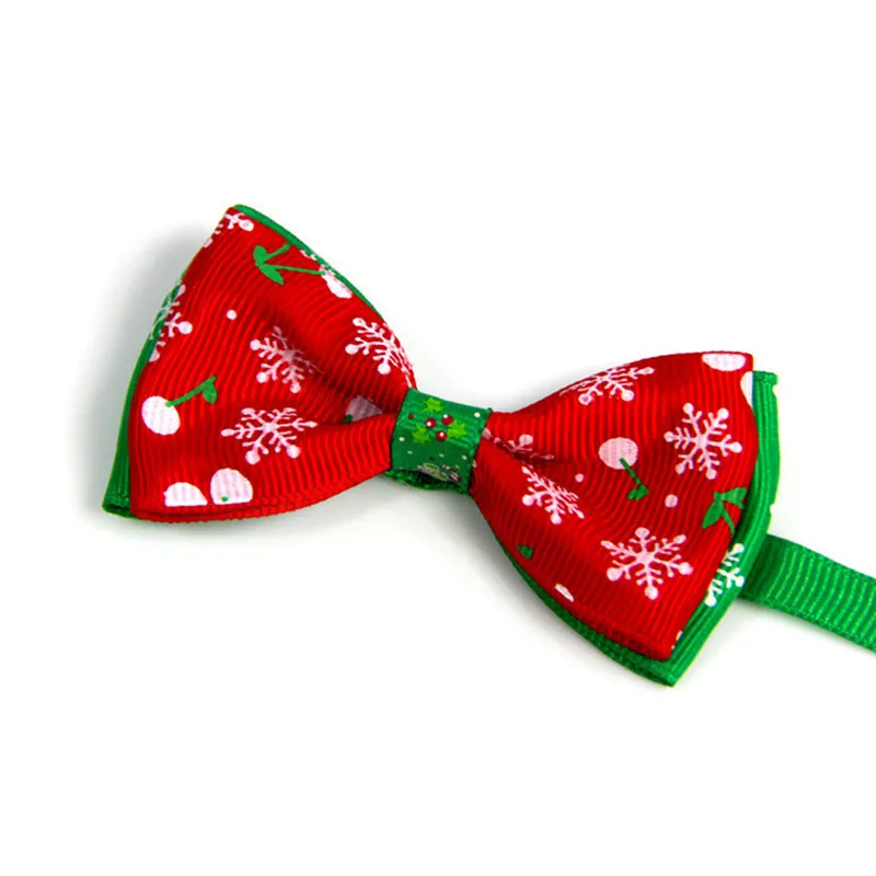 Christmas Series Dog Collar Pet Bow Tie Necktie with Snowflakes Pattern for Small Sized Dogs Dress Up Decoration Pets Tie Collar